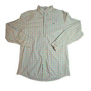 Vineyard Vines Boys‎ Whale Shirt Pastel Plaid Button Down Long Sleeve Cotton XL